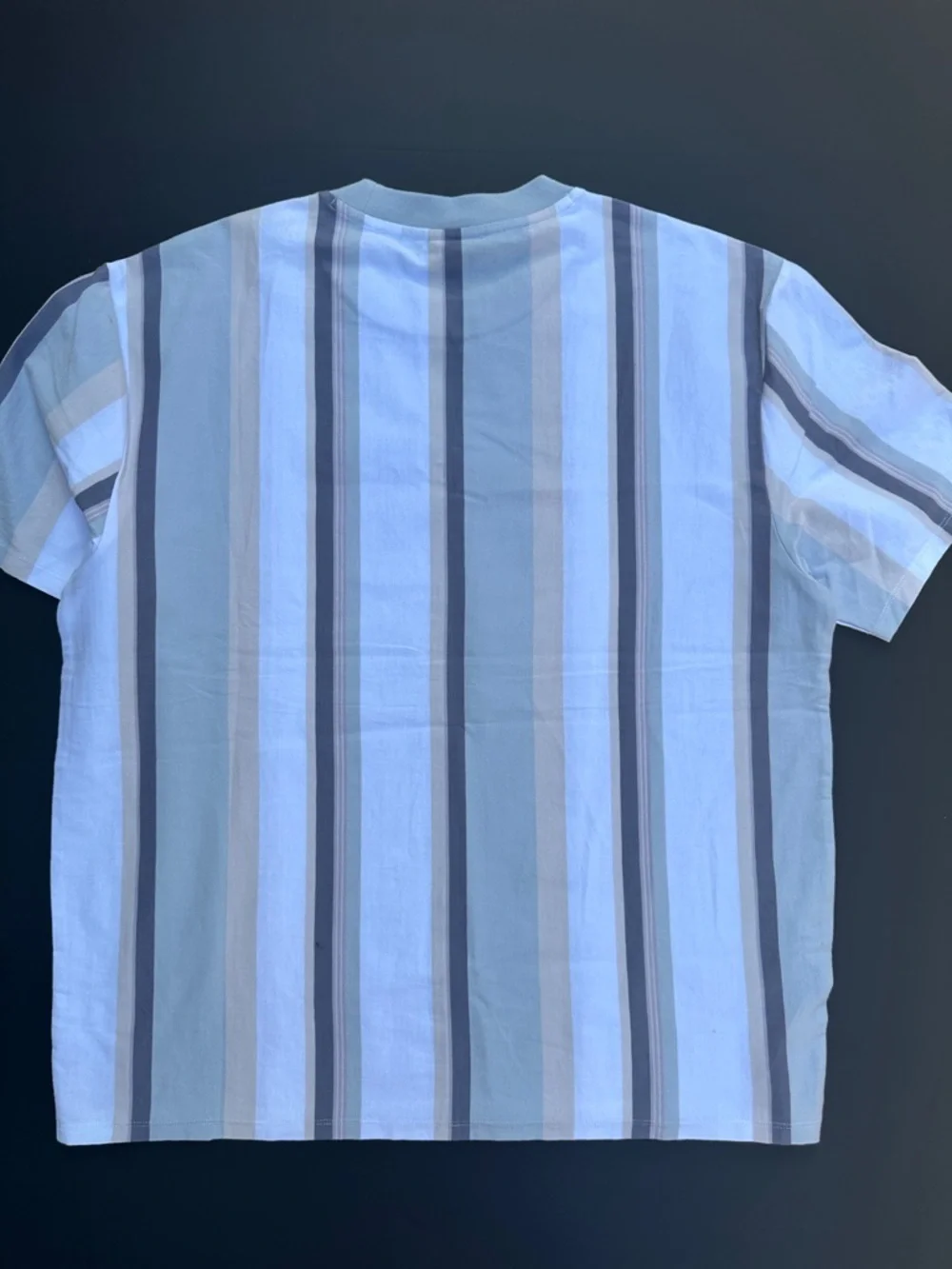 New GUESS ORIGINALS Men’s Blue Multi-Stripe Crew T-Shirt SZ M - Picture 4 of 5
